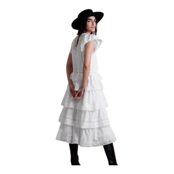 Banana Republic White Selene Embroidered Midi Dress Size Large - Picture 15 of 16